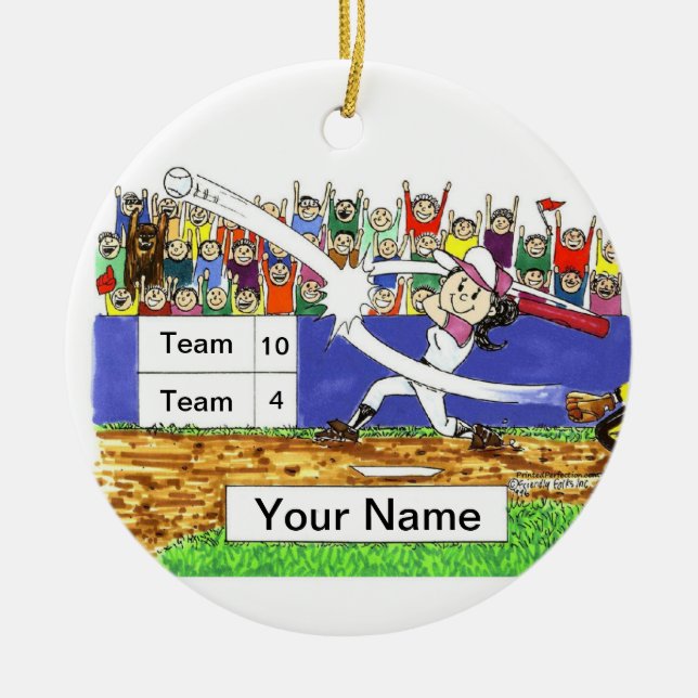 Softball Player - Female Ceramic Ornament (Front)