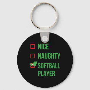 Softball Player Funny Pajama Christmas Gift Keychain