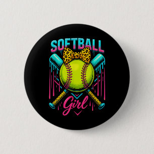 Softball Player Girl Ice Cream Softball Drip 2 Inch Round Button