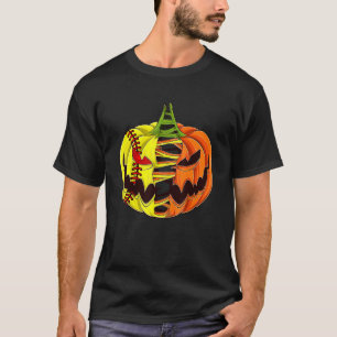 Softball Player Halloween Pumpkin Men Boys Girls S T-Shirt
