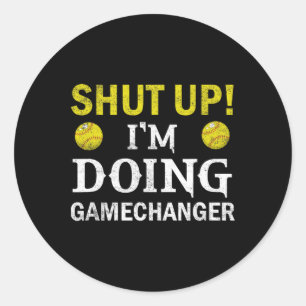 Softball Player Pitcher I'm Doing Gamechanger Classic Round Sticker