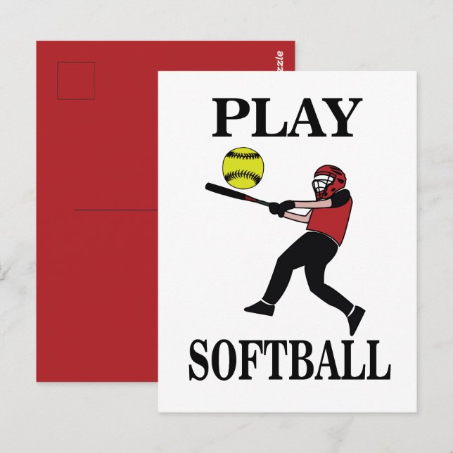Softball Player Play Softball Postcard (Front/Back)