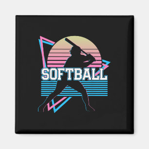 Softball Player Retro Magnet