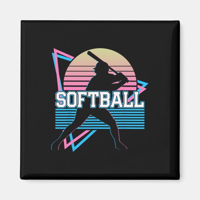 Softball Player Retro  Magnet (Front)