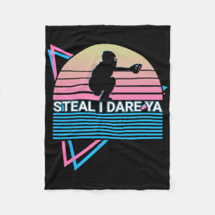 Softball Player Retro Steal I Dare Ya Fleece Blanket