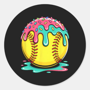 Softball Player Teen Girls Softball Drip Girls Ice Classic Round Sticker