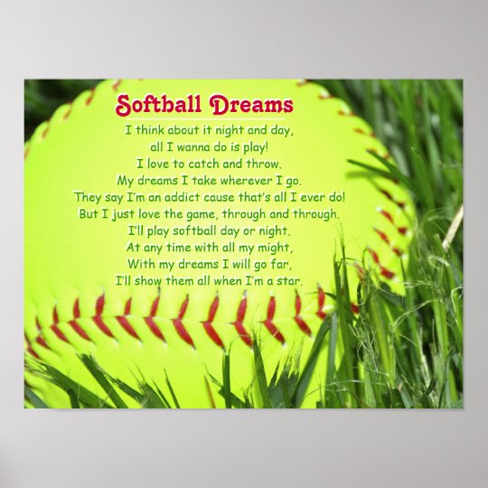 Softball Poem Poster Zazzle.ca