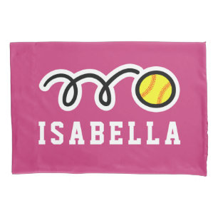 Softball print pillowcase with custom kid's name