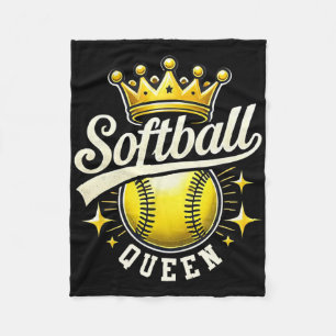 Softball Queen A Softball With Crown Softball Girl Fleece Blanket