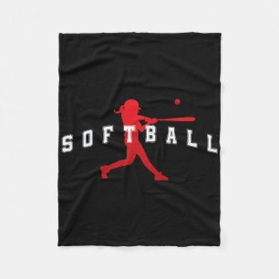Softball Red Team Player Varsity Text Fleece Blanket
