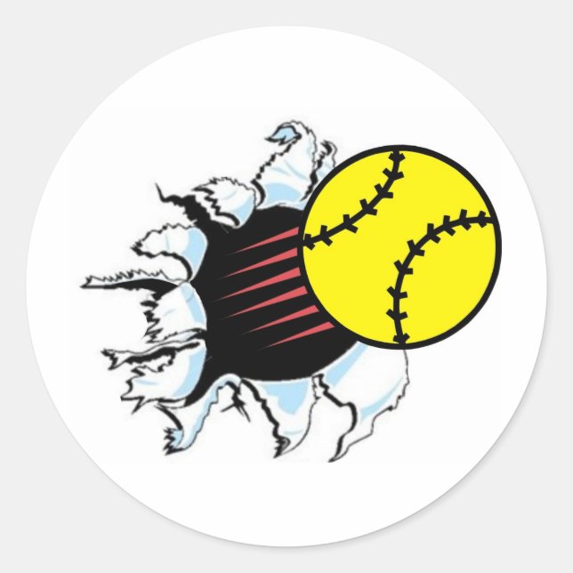Softball Rip It Classic Round Sticker (Front)