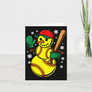 Softball Santa Hat Snowman Xmas Funny Softball Chr Card