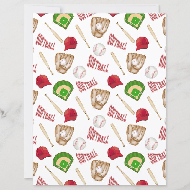 Softball Scrapbook Paper (Front)