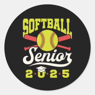 Softball Senior 2025 Graduating Player Athlete Classic Round Sticker