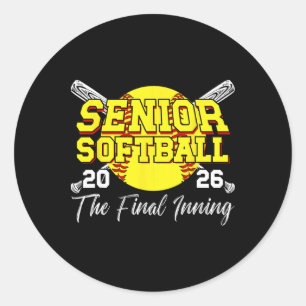 Softball Senior 2026 Proud Senior Softball Player Classic Round Sticker