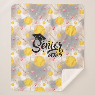 Softball senior graduation gift watercolor splash  sherpa blanket