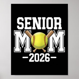 Softball Senior Mom, Cl Of 2026,senior Night Gradu Poster