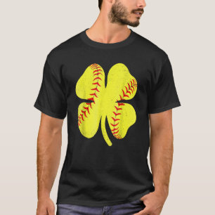 Softball Shamrock Lucky Clover Irish St Patrick's  T-Shirt