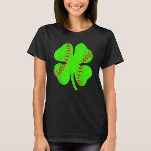 Softball Shamrock Lucky Clover Irish St Patrick's  T-Shirt