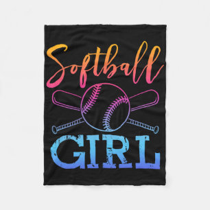 Softball Shirt Girls Softball Player Softball Girl Fleece Blanket
