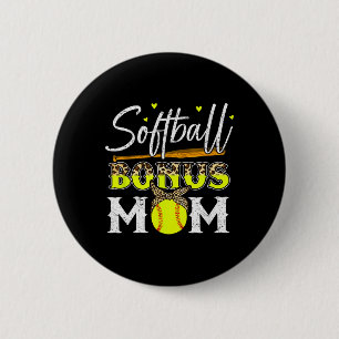 Softball Shirt Women Stepmom Softball Bonus Mom 2 Inch Round Button