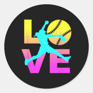 Softball Shirts For Girls Love  Classic Round Sticker