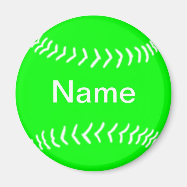 Softball Silhouette Aimant Vert (Devant)
