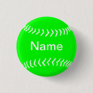 Softball Silhouette Button Green