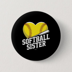 Softball Sister Cheer Squad For Girls Fastpitch Fa 2 Inch Round Button