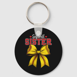 Softball Sister Coquette Women Softball Girls Moth Keychain