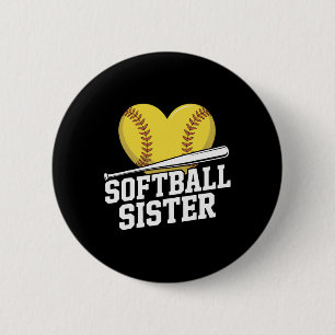 Softball Sister Fastpitch Family Matching Fan 2 Inch Round Button