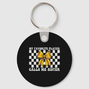 Softball Sister Girl My Favorite Player Calls Me S Keychain
