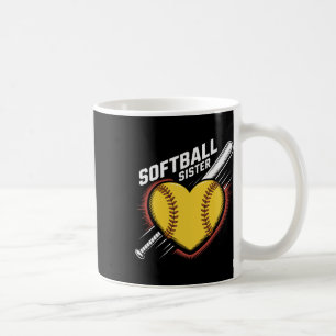 Softball Sister Life Fastpitch Heart With Bat Grap Coffee Mug