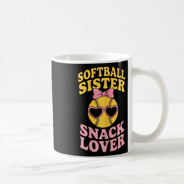 Softball Sister Snack Lover Funny Softball  Coffee Mug (Right)