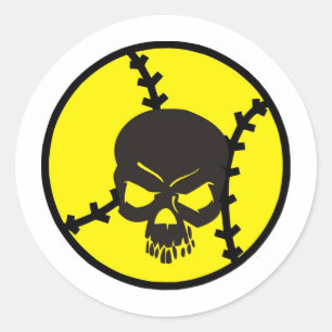 softball Skull Classic Round Sticker