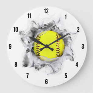 Softball Sports Fan Round Clock