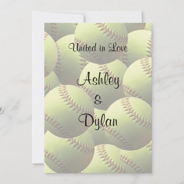 Softball Sports Wedding Theme Wedding Invitation (Front)