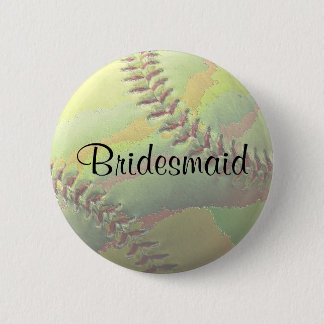 Softball Sports Wedding Theme Wedding Party 2 Inch Round Button (Front)