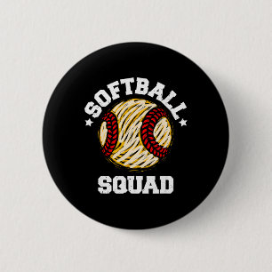 Softball Squad Distressed Vintage Funny Softball G 2 Inch Round Button