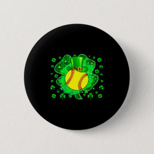 Softball St Patricks Day Leprechaun Shamrock Boys 2 Inch Round Button