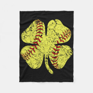 Softball St Patricks Day Shamrock Girls Women Catc Fleece Blanket