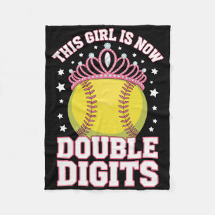 Softball Star This Girl Is Now 10 Double Digits Pl Fleece Blanket