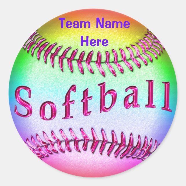 Softball Stickers with YOUR TEAM NAME (Front)