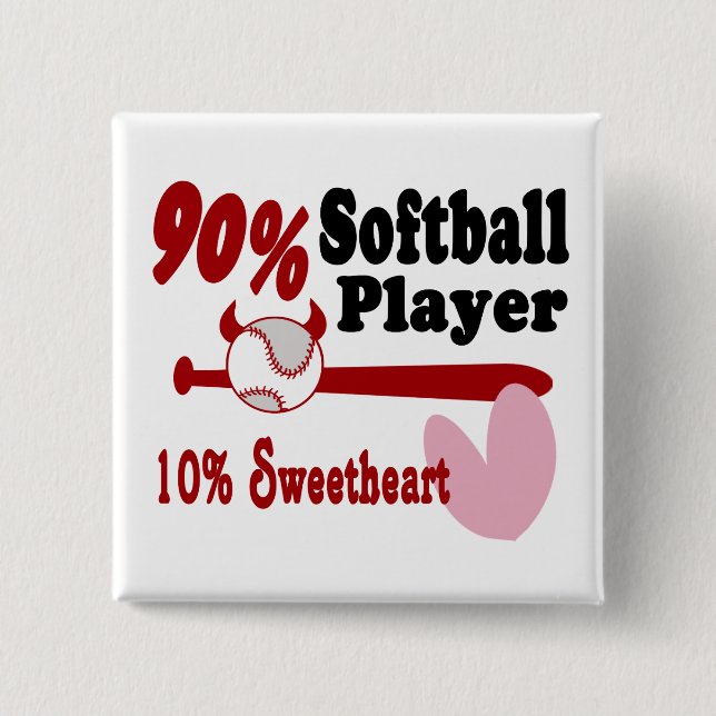Softball Sweetheart 2 Inch Square Button (Front)