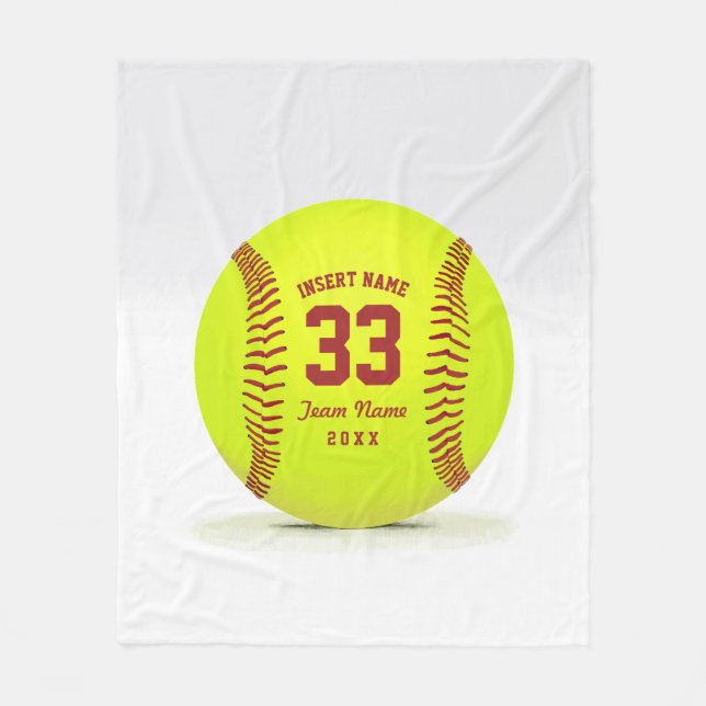 Softball Team Custom Fleece Blanket (Front)