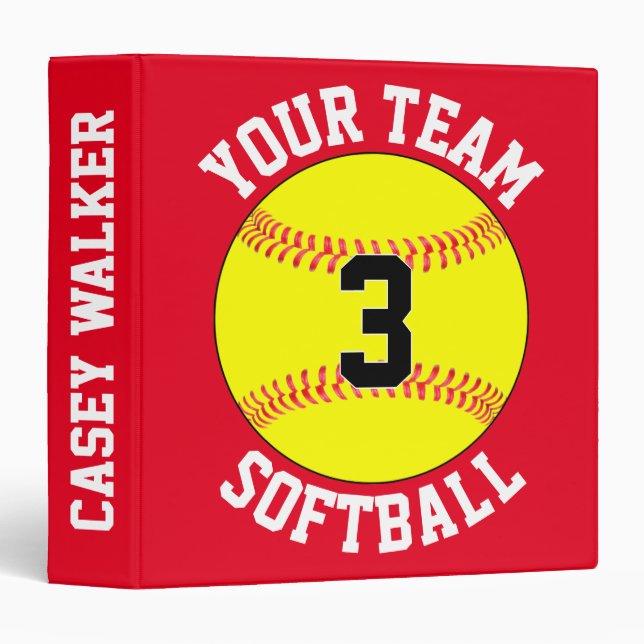Softball Team Name and Colour Player Name & Number Binder (Front/Spine)
