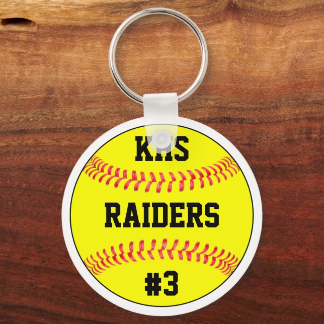 Softball Team Name, School Letters & Player Number Keychain (Front)