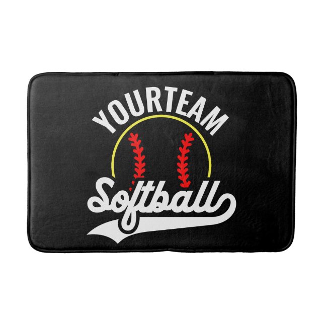 Softball Team Player ADD NAME Personalized League Bath Mat (Front)