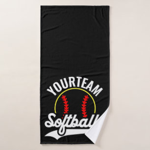 Softball Team Player ADD NAME Personalized League Bath Towel Set