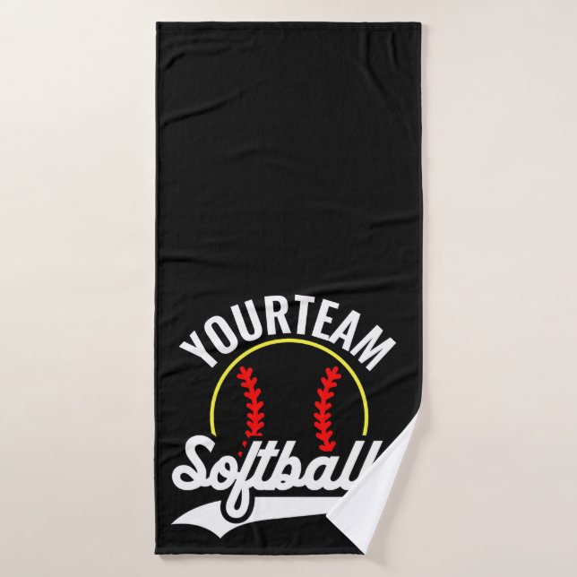 Softball Team Player ADD NAME Personalized League Bath Towel Set (Bath Towel)